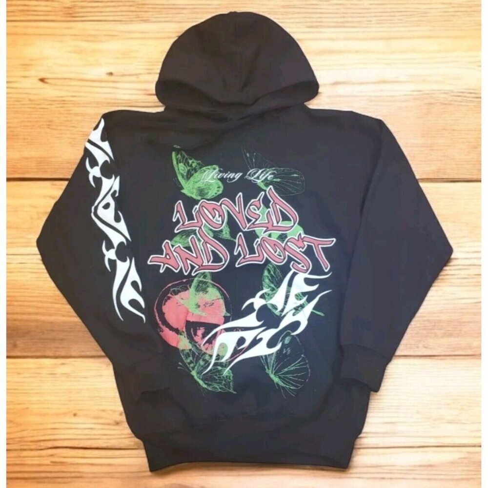 Fashion Nova Hoodie Women's Size XS Black Love Or Lost Hooded Sweatshirt NWOT